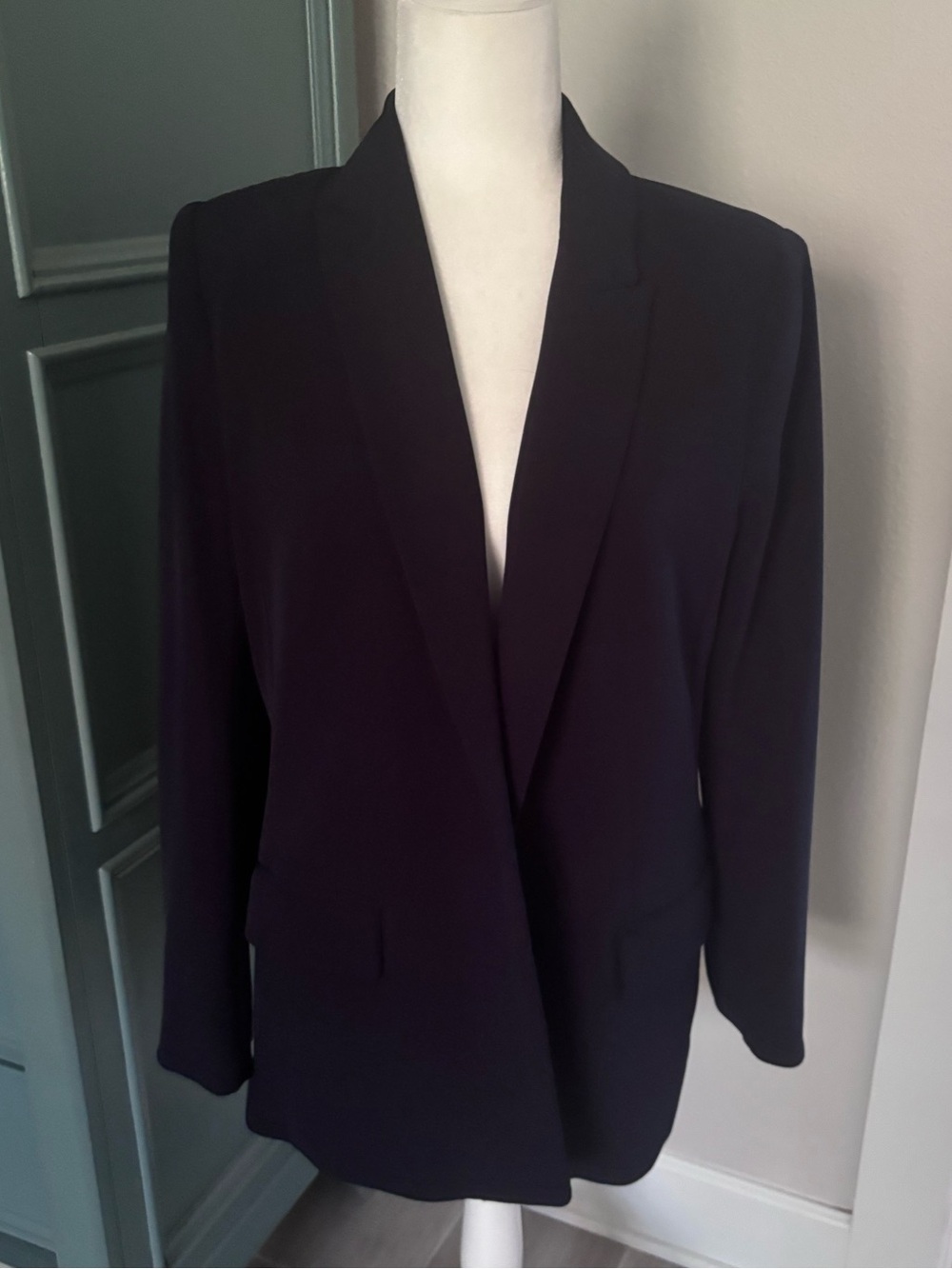 H&M Women's Dark Blue Longline Blazer Jacket